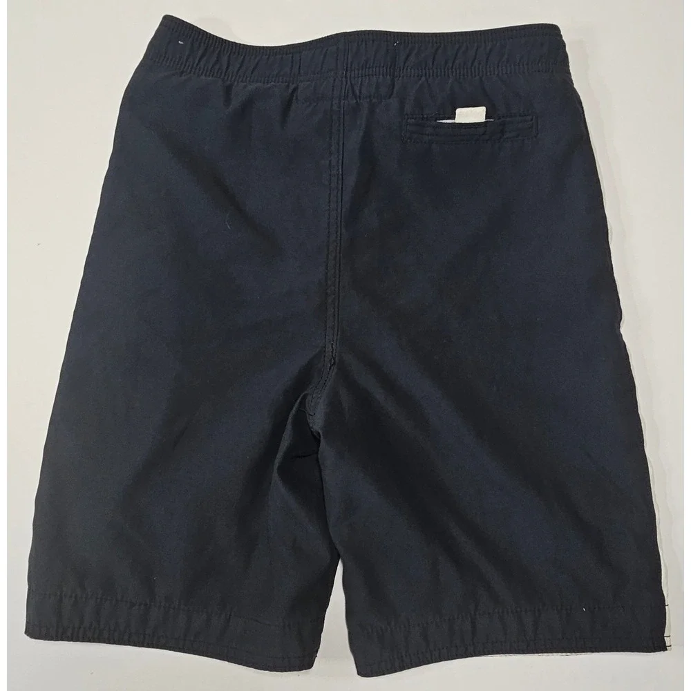 Abercrombie Kids Boys Navy Blue White Stripe Logo Swim Trunks Board Short Medium